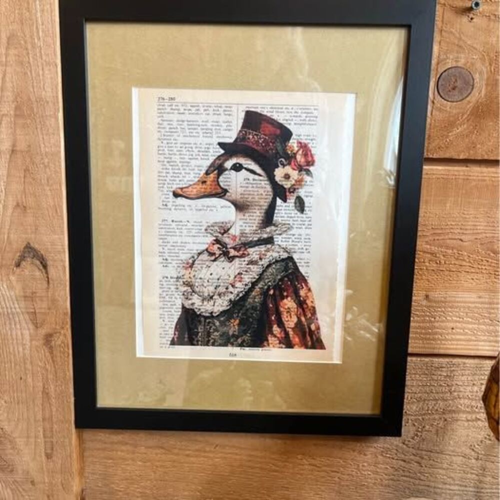 Framed Victorian Goose Dictionary Art – 11x14
